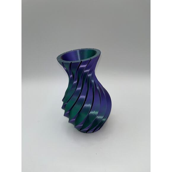 3D Printed Swirled Modern Flower Vase Multi Color Metallic Purple Pink Blue OOAK - Picture 11 of 16